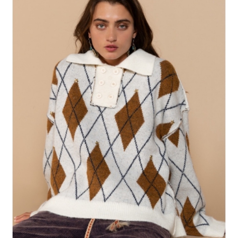 💝Boutique~POL Argyle Sweater - Picture 2 of 6